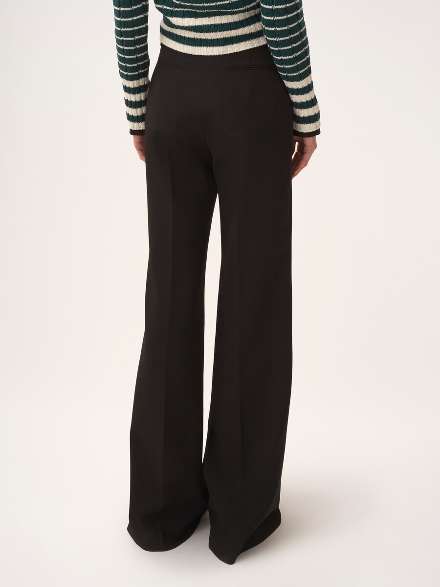Pantalones acampanados de talle alto de lana grain de poudre - 5