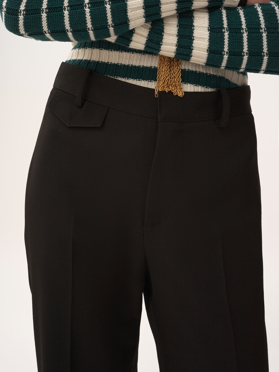 Pantalones acampanados de talle alto de lana grain de poudre - 6