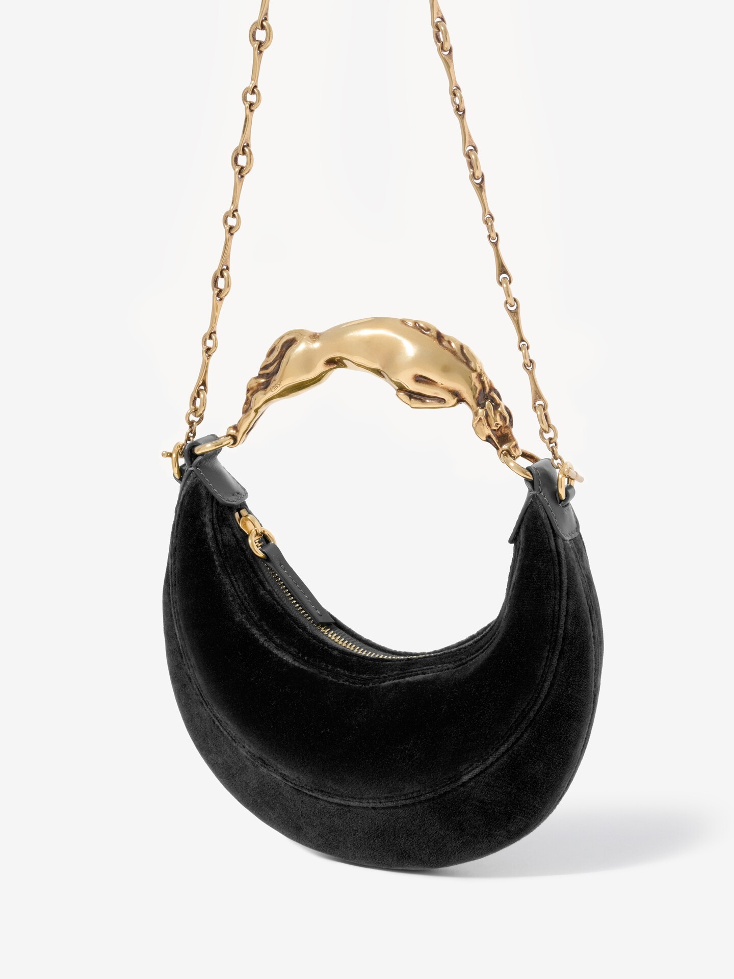 Small Chain Horse shoulder bag in velvet - 4.0