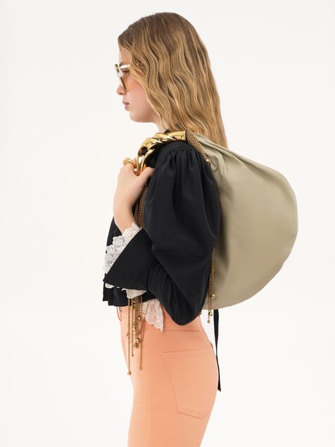 Twisted Shell hobo bag in shiny leather 