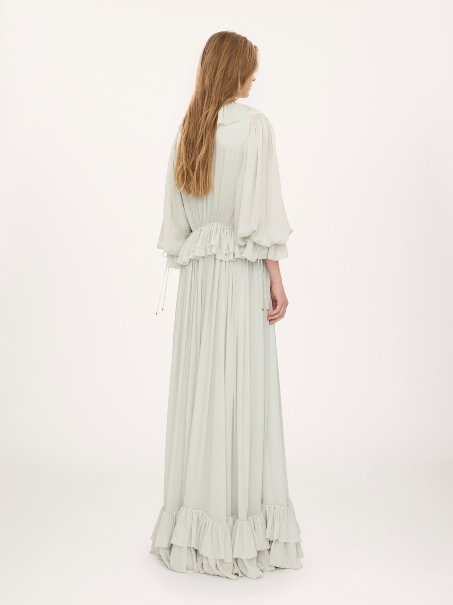 Gathered long dress in silk charmeuse - 5