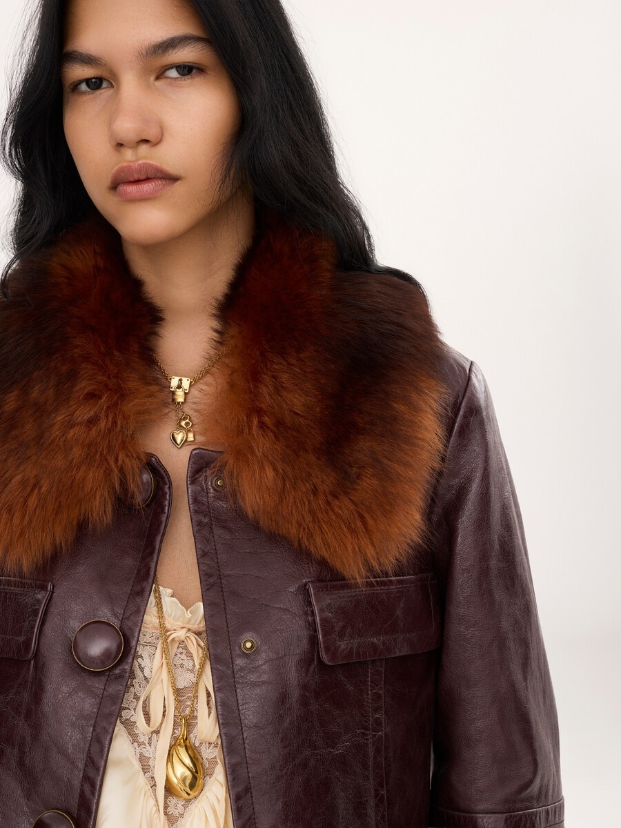 Cropped jacket in leather - 6