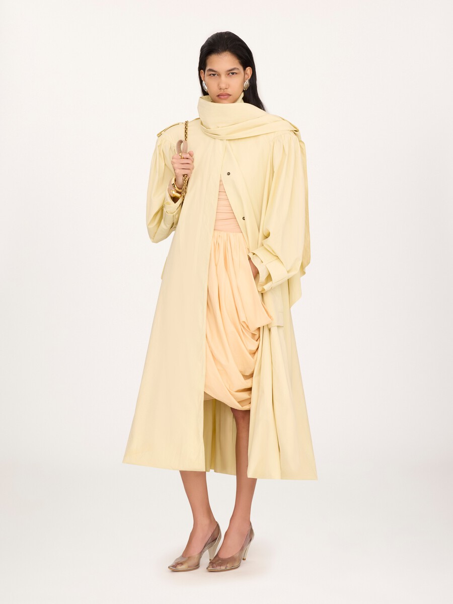 Trench col montant foulard en popeline de coton - 1