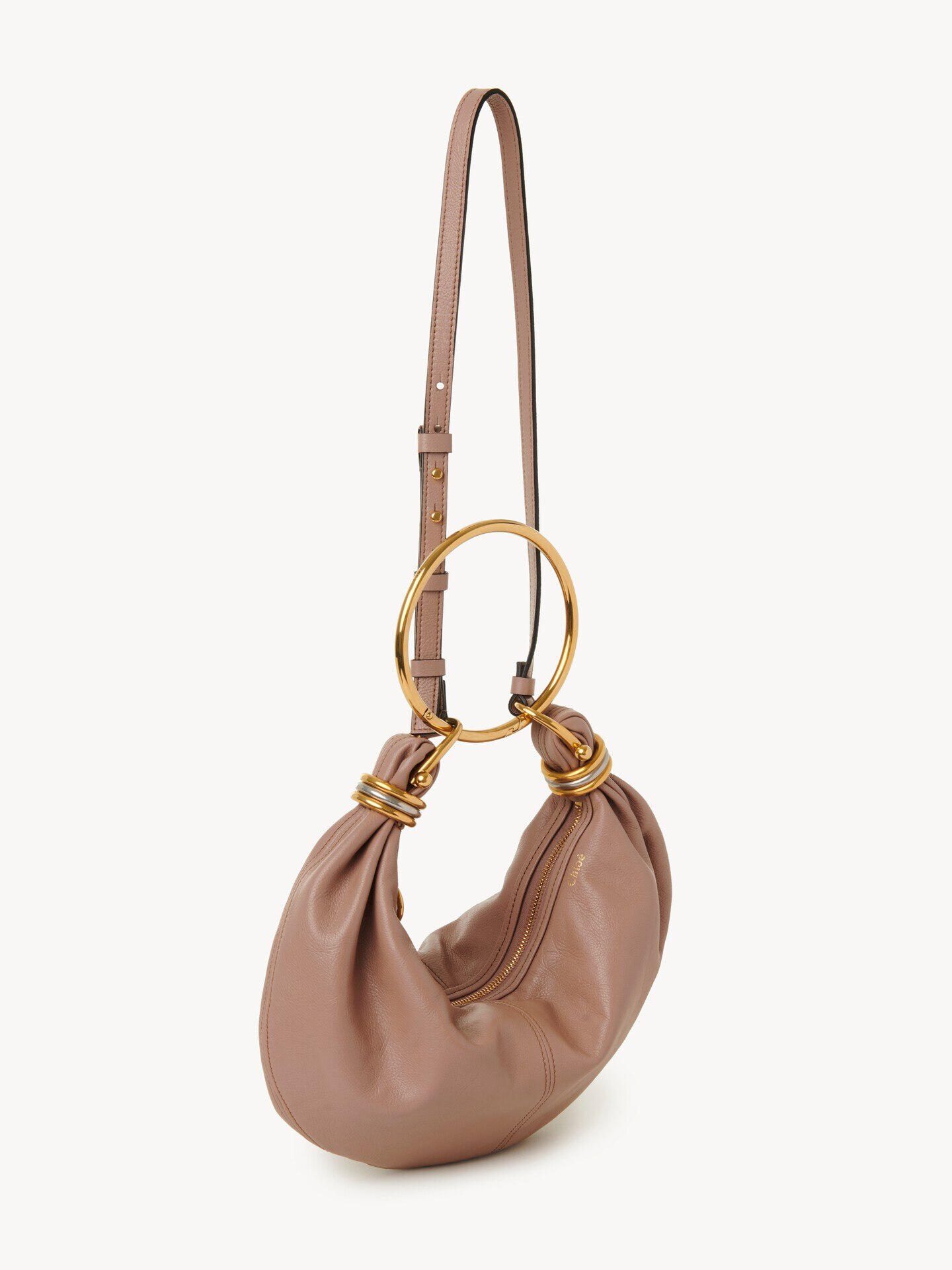 Small Bracelet Hobo bag in grained leather - 3.0