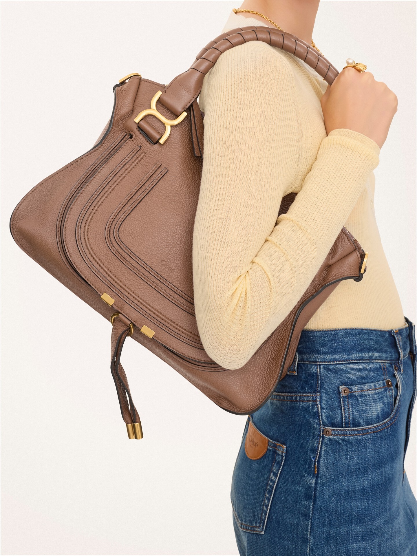 Small Marcie bag in grained leather - 5.0