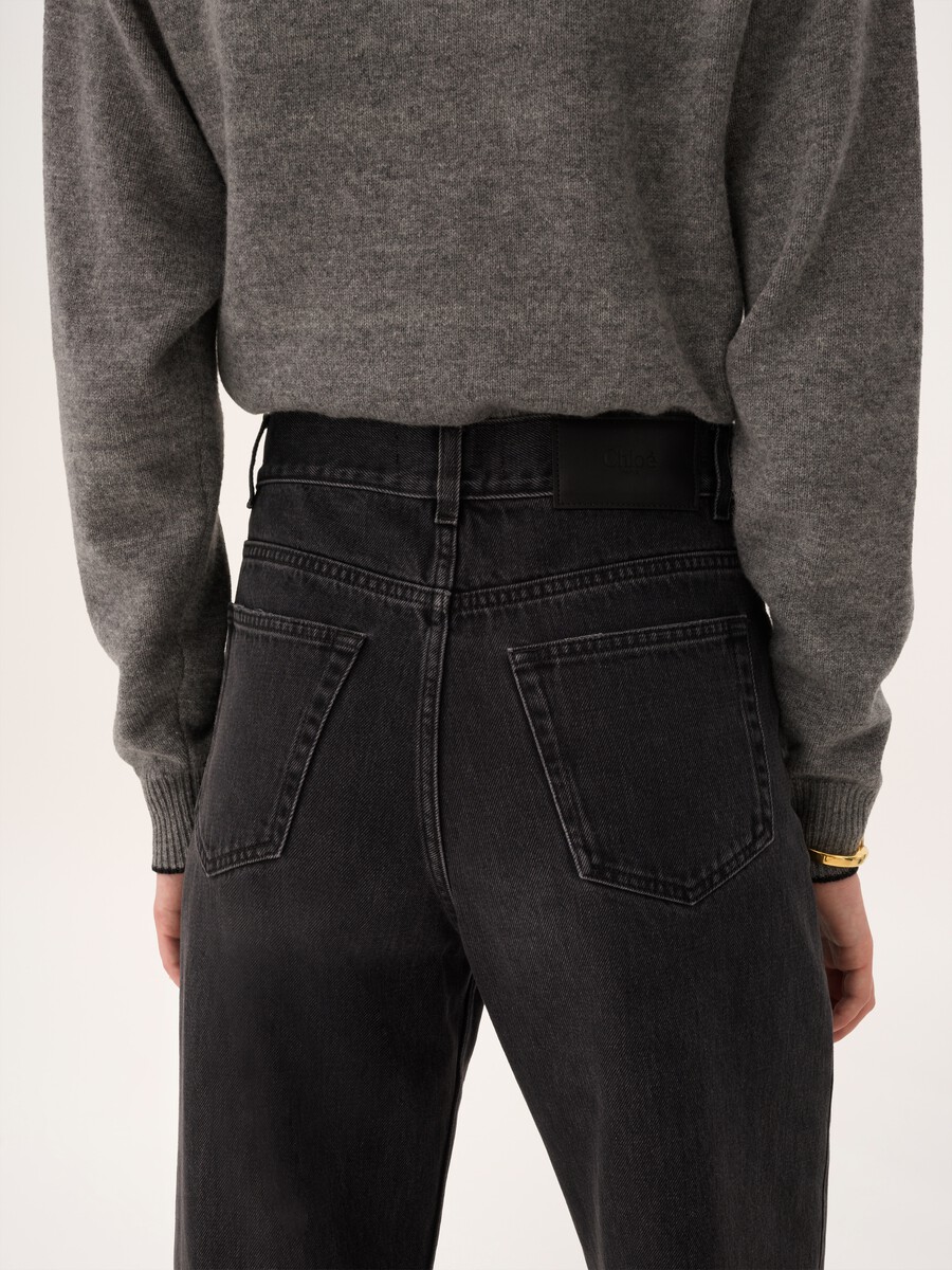 High-rise cropped jeans in denim - 6