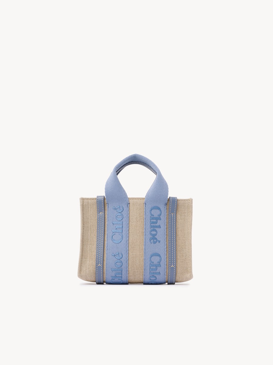 Mini Woody tote bag in linen - 5