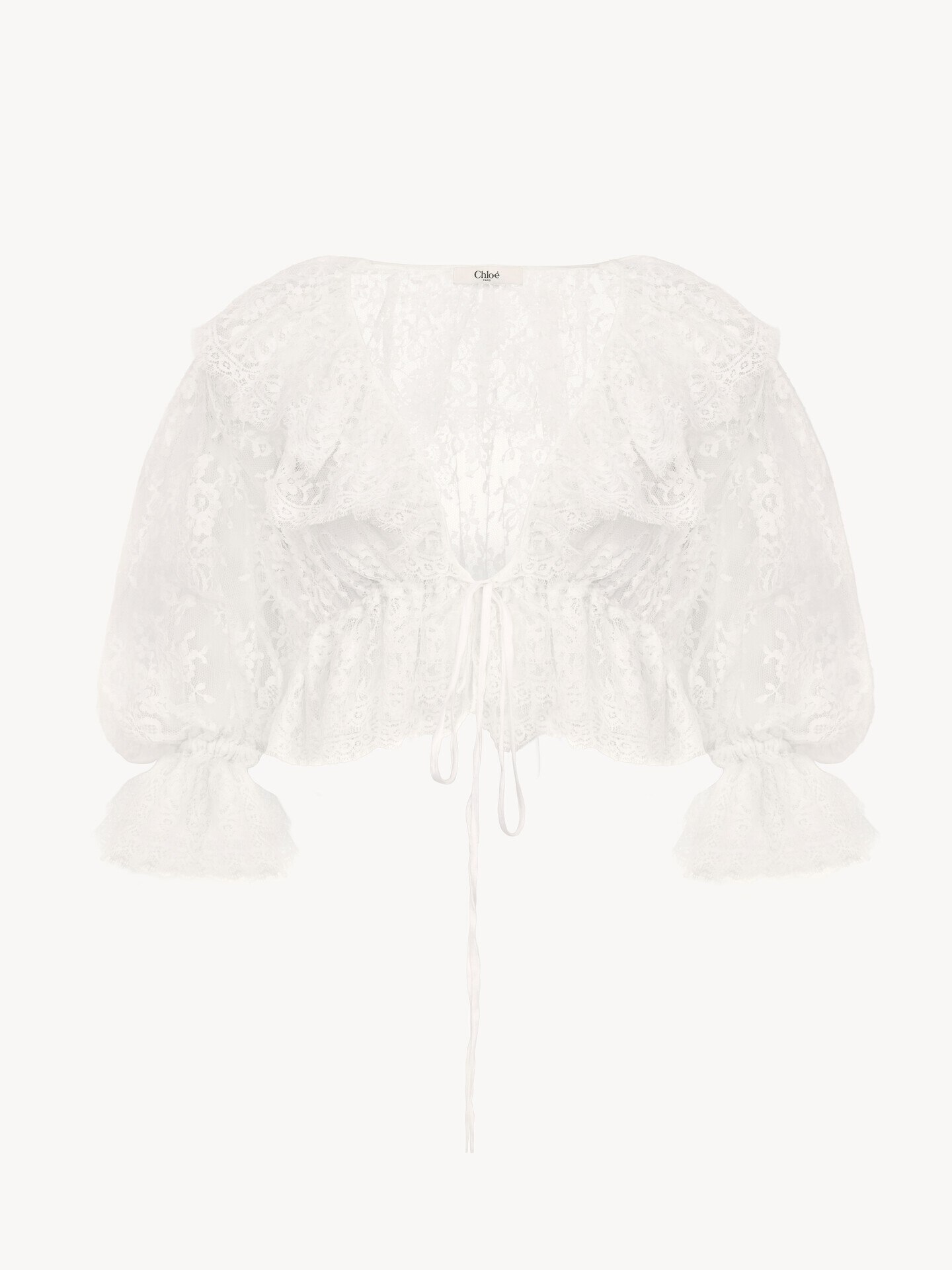 Cropped V-neck ruffle top in lace - 2.0
