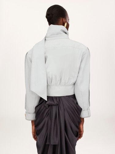 Cropped scarf jacket in a linen-cotton mix - 6