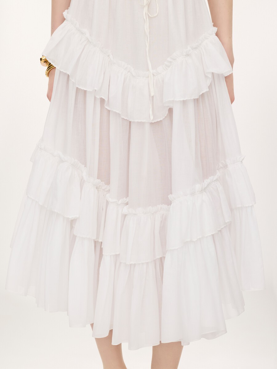 Layered ruffled midi skirt in cotton voile - 7