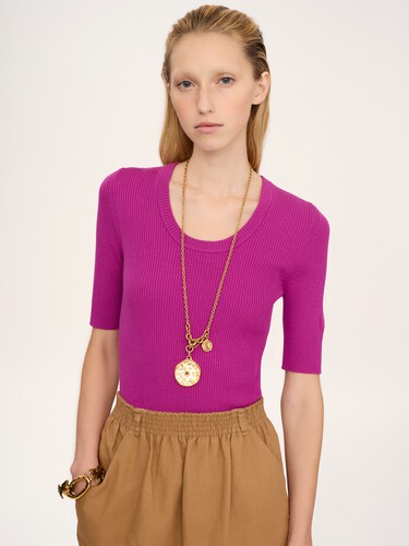 Short-sleeve sweater in a wool knit - 4