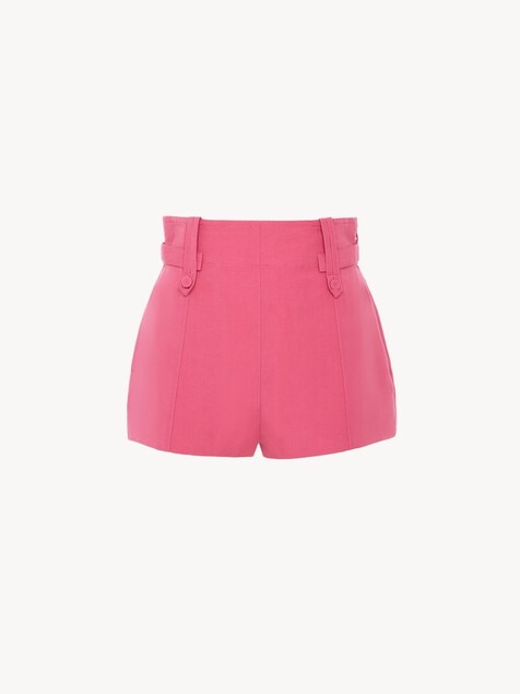 High-rise mini shorts in a linen-cotton mix