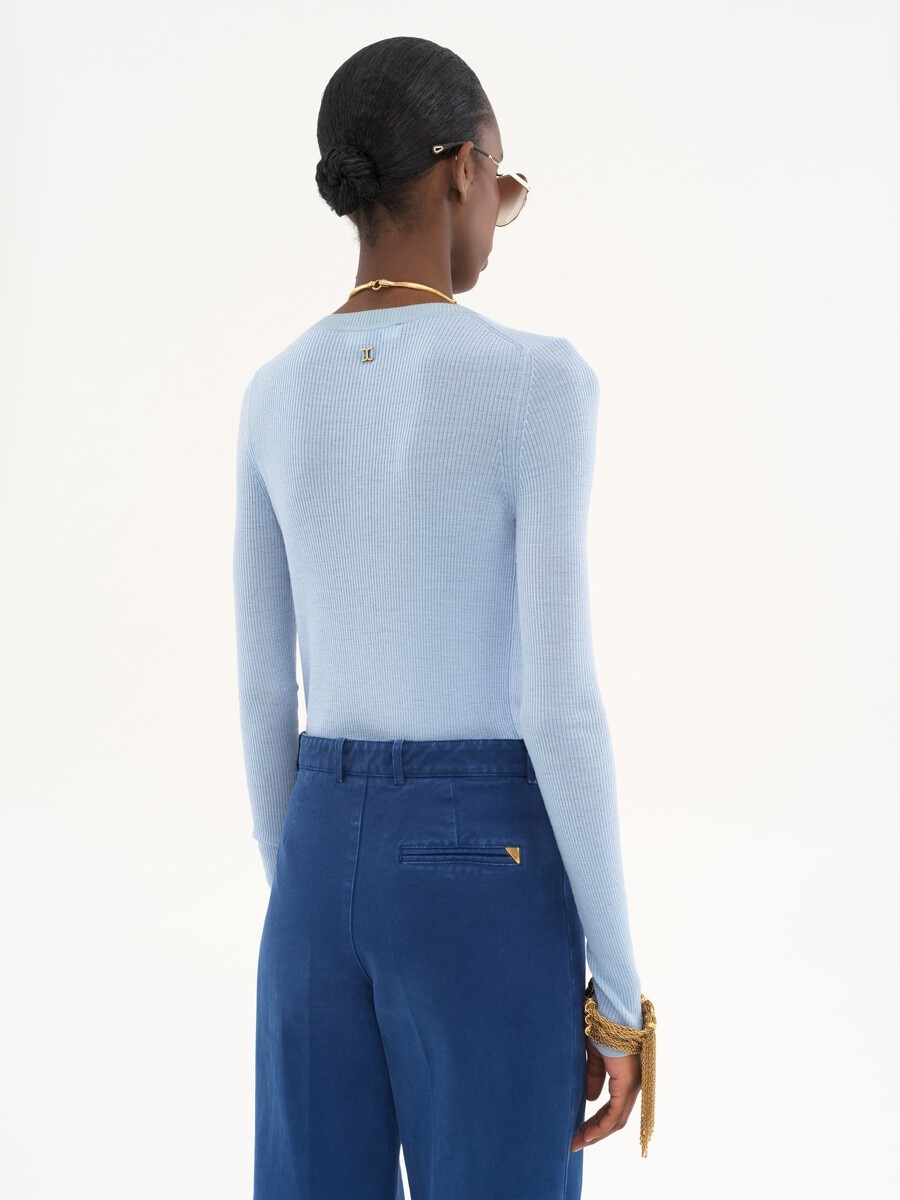Knitted Henley shirt in superfine wool knit - 5