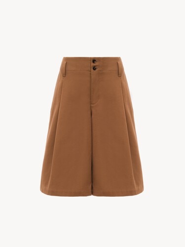High-rise wide-leg bermuda shorts in cotton - 2
