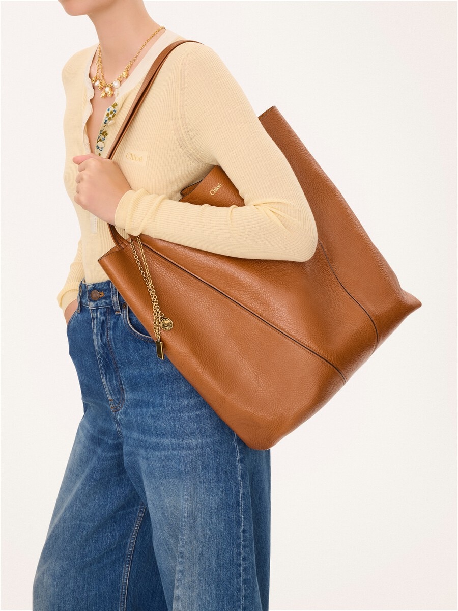 Large Chlo&eacute; Spin tote bag in grained leather - 3