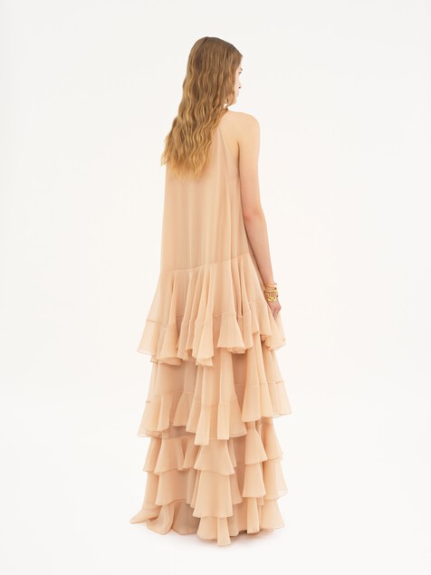 Tiered maxi dress in silk georgette