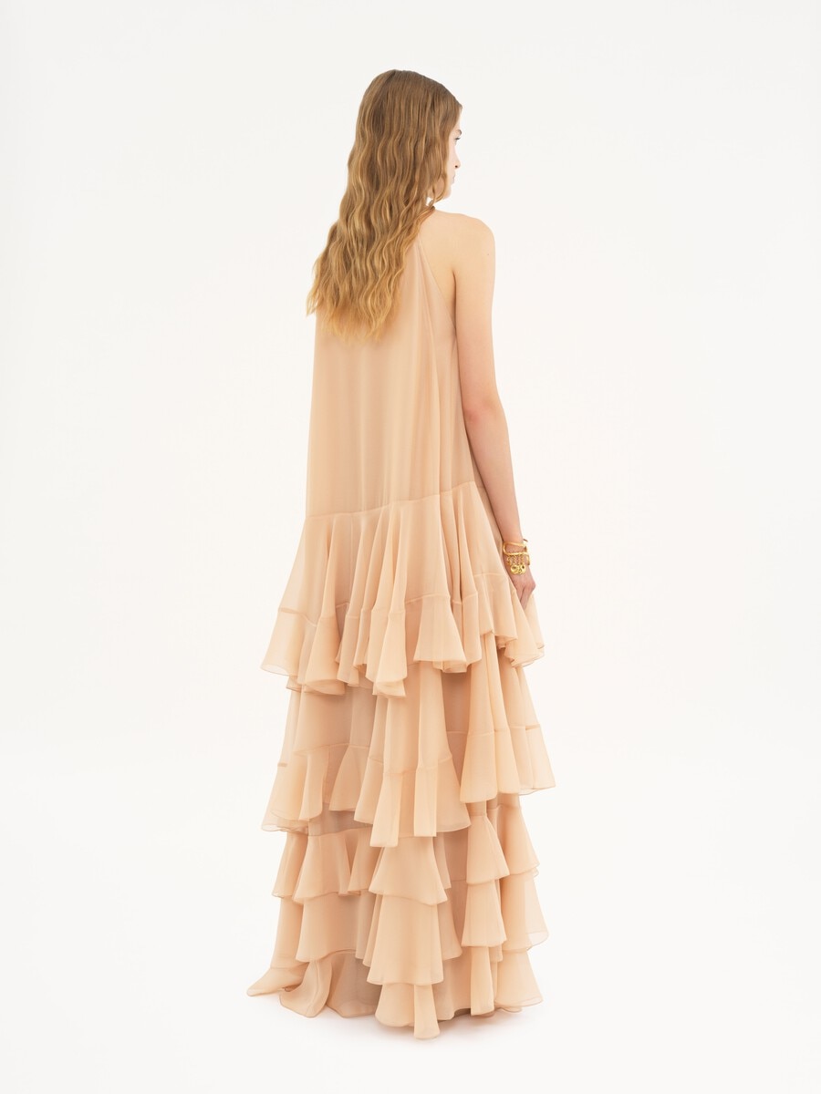 Tiered maxi dress in silk georgette - 4