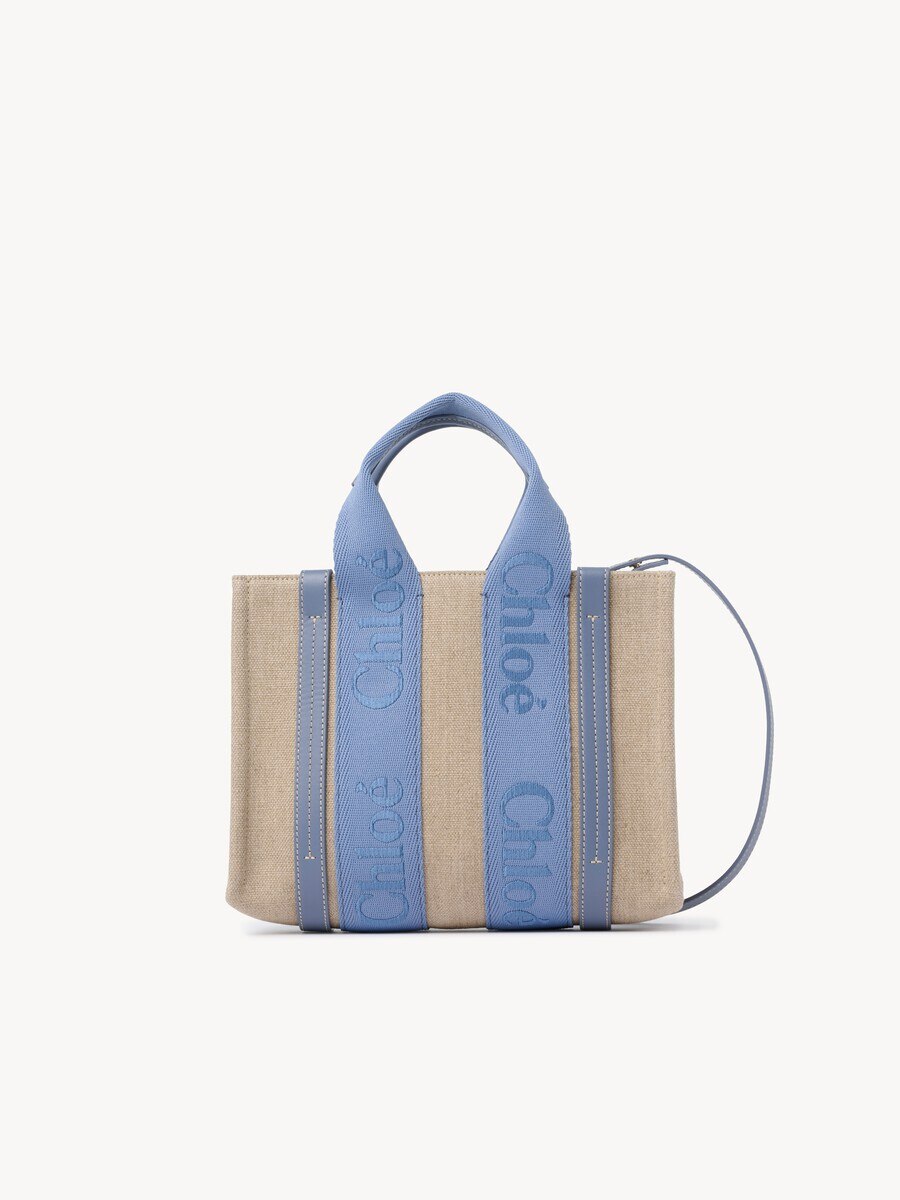 Small Woody tote bag in linen - 1