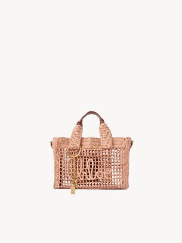 Small Summer Banana east-west tote bag with strap in raffia - 2