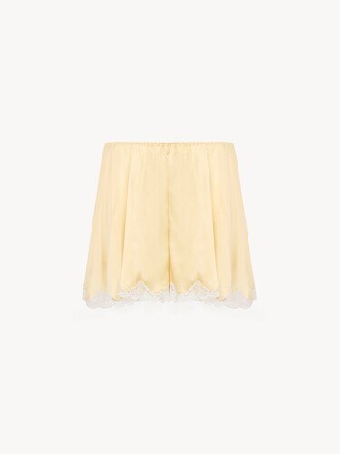 Fluid shorts in washed silk satin & lace - 2