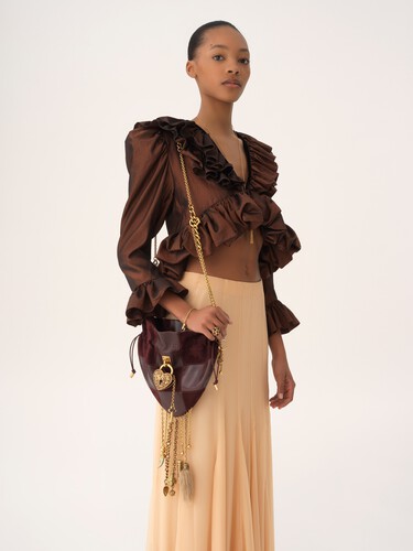 Ch&acirc;teau Treasures crossbody bag in grained & suede leather - 3