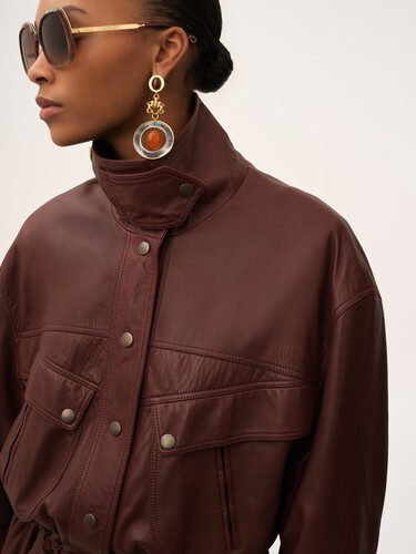 High-neck parka in leather - 6