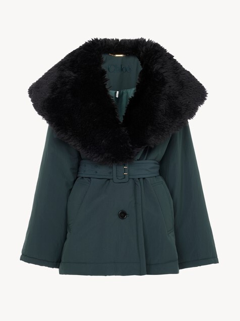 Short coat in technical satin