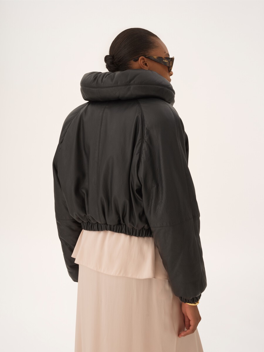 Short puffer jacket in leather - 4