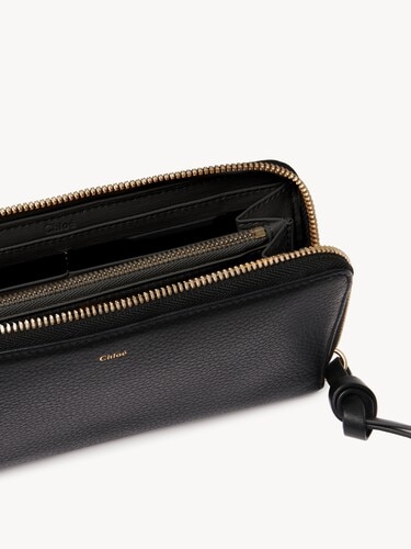 Alphabet zipped long wallet in grained leather - 4