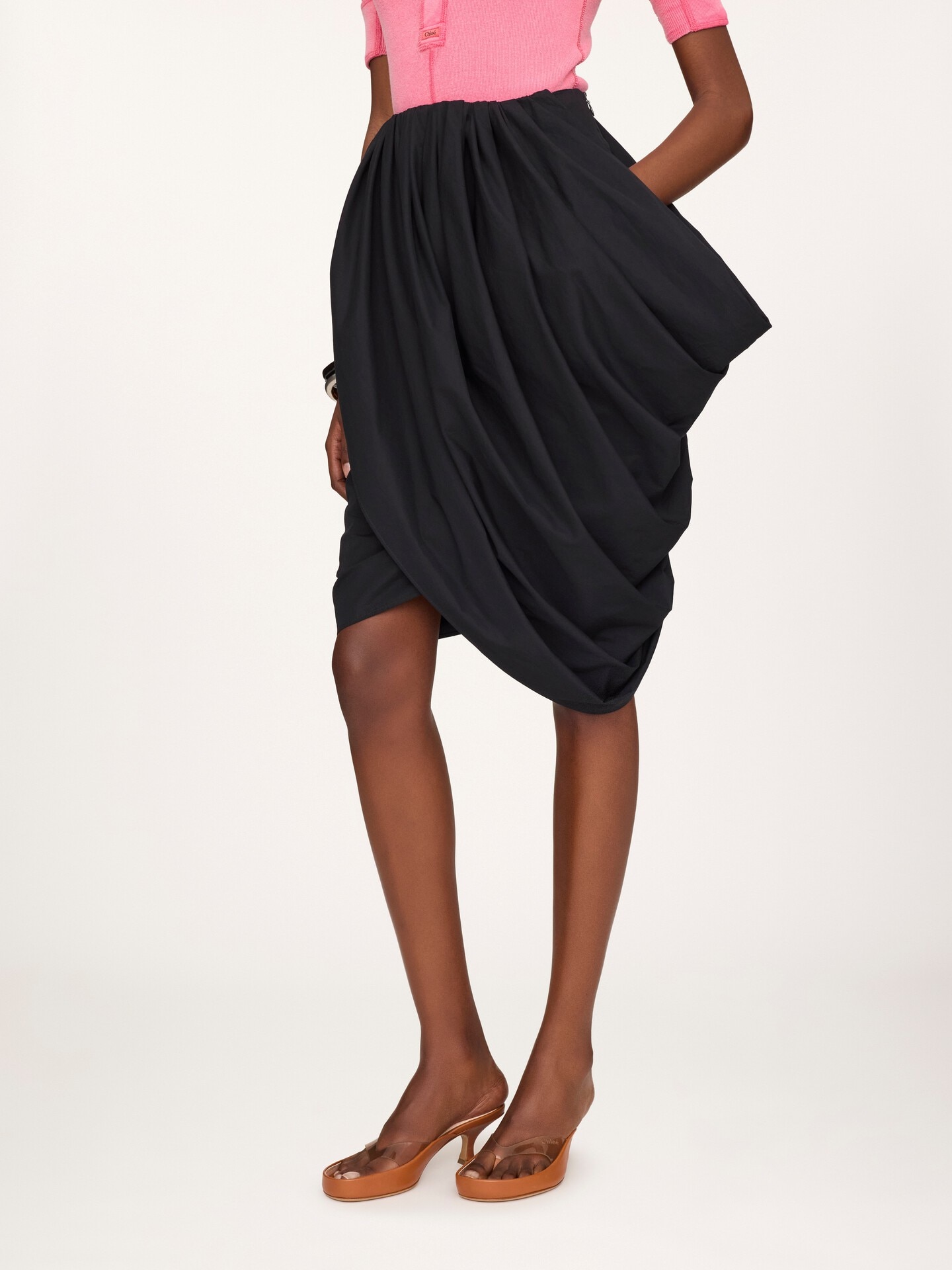 Knee-length wrap skirt in cotton poplin - 3.0