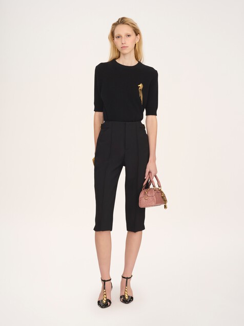 Short-sleeve sweater in a merino & cashmere wool knit