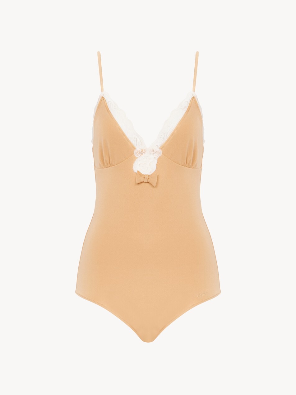 Lace-trimmed ruched bodysuit - Packshot