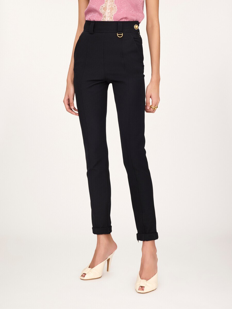 High-rise fitted pants in stretch tricotine - 6
