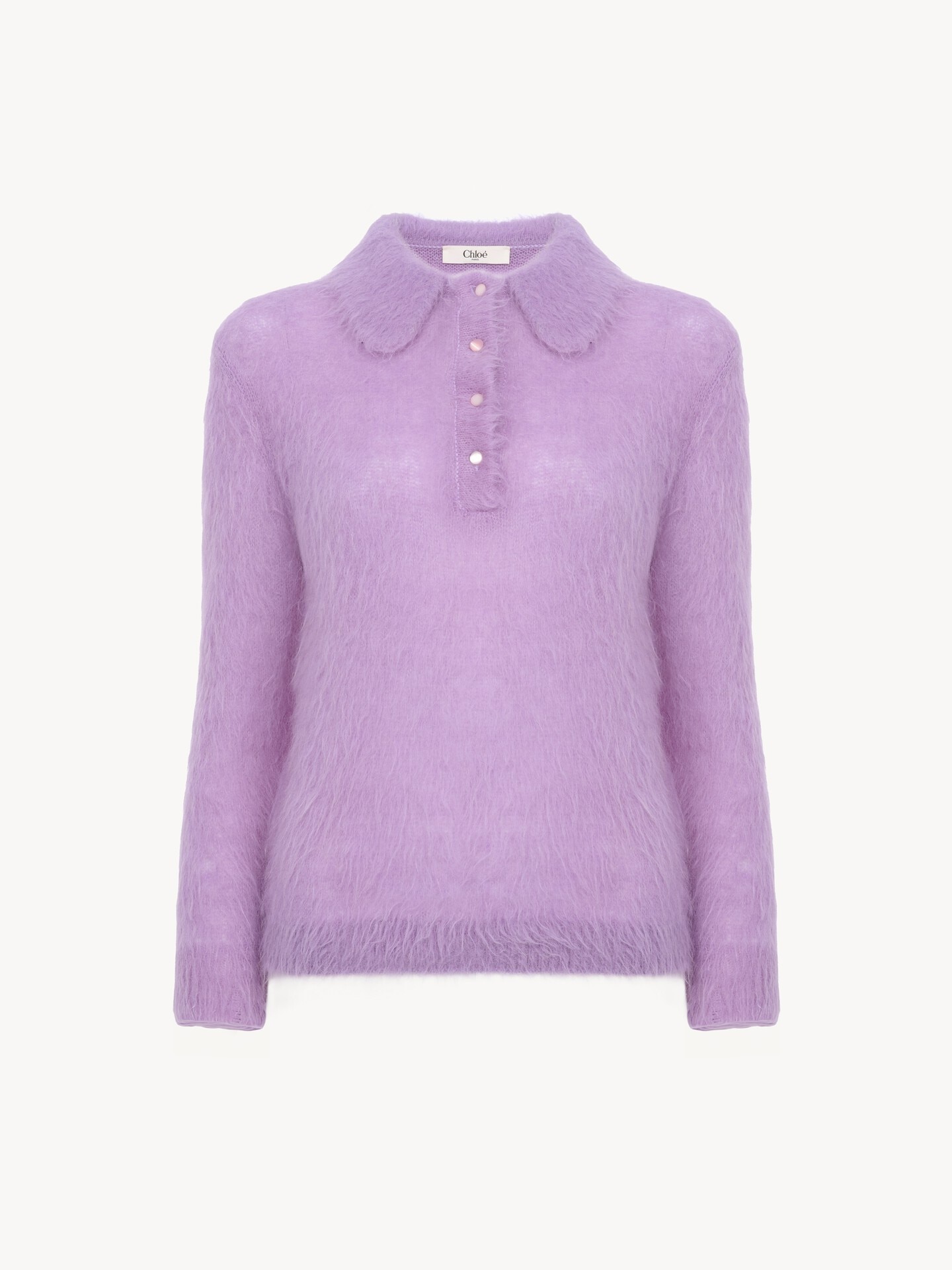 Pull polo en maille de laine alpaga m&eacute;lang&eacute;e - 2.0