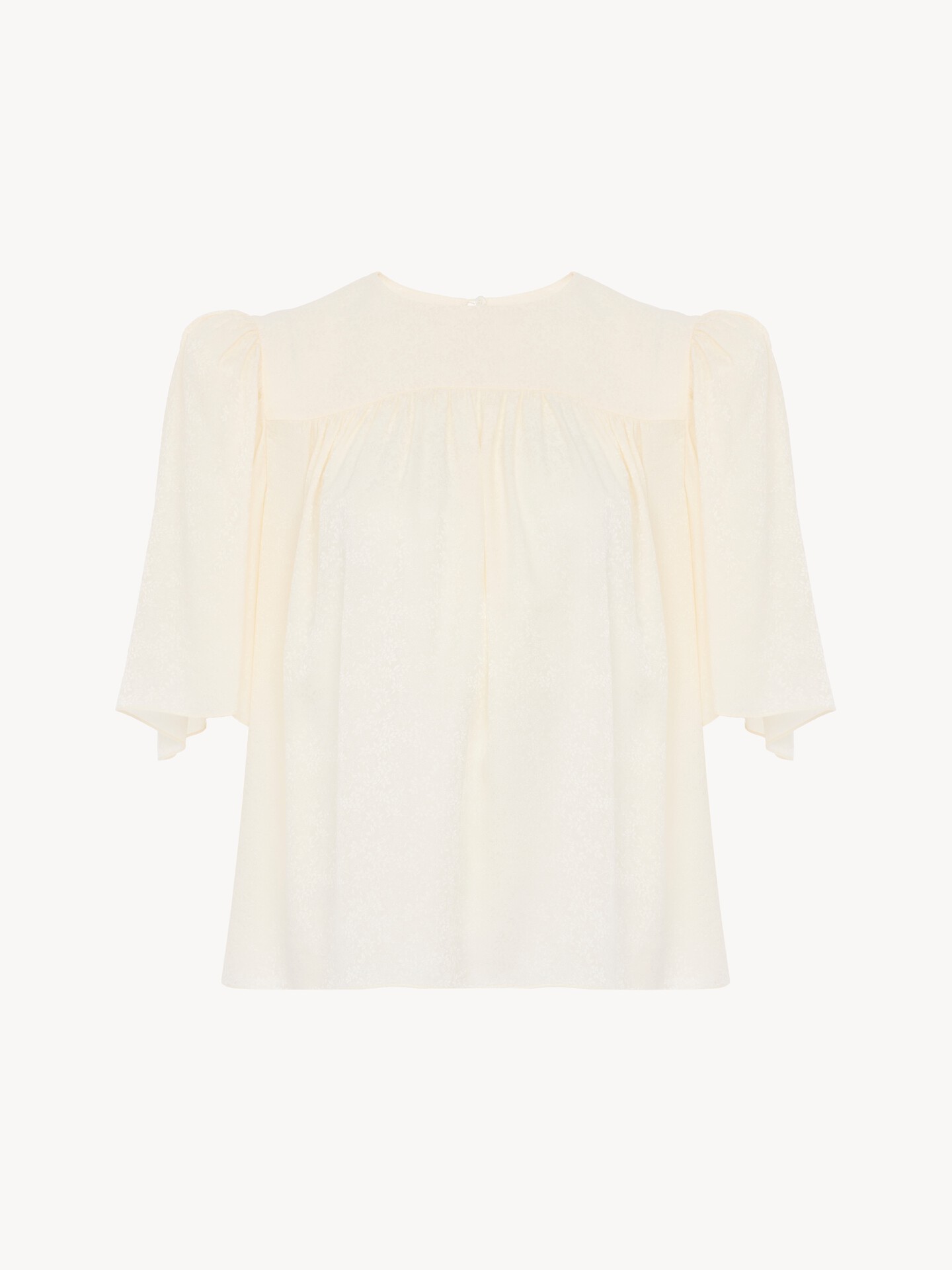 Crew-neck gathered top in silk jacquard - 2.0