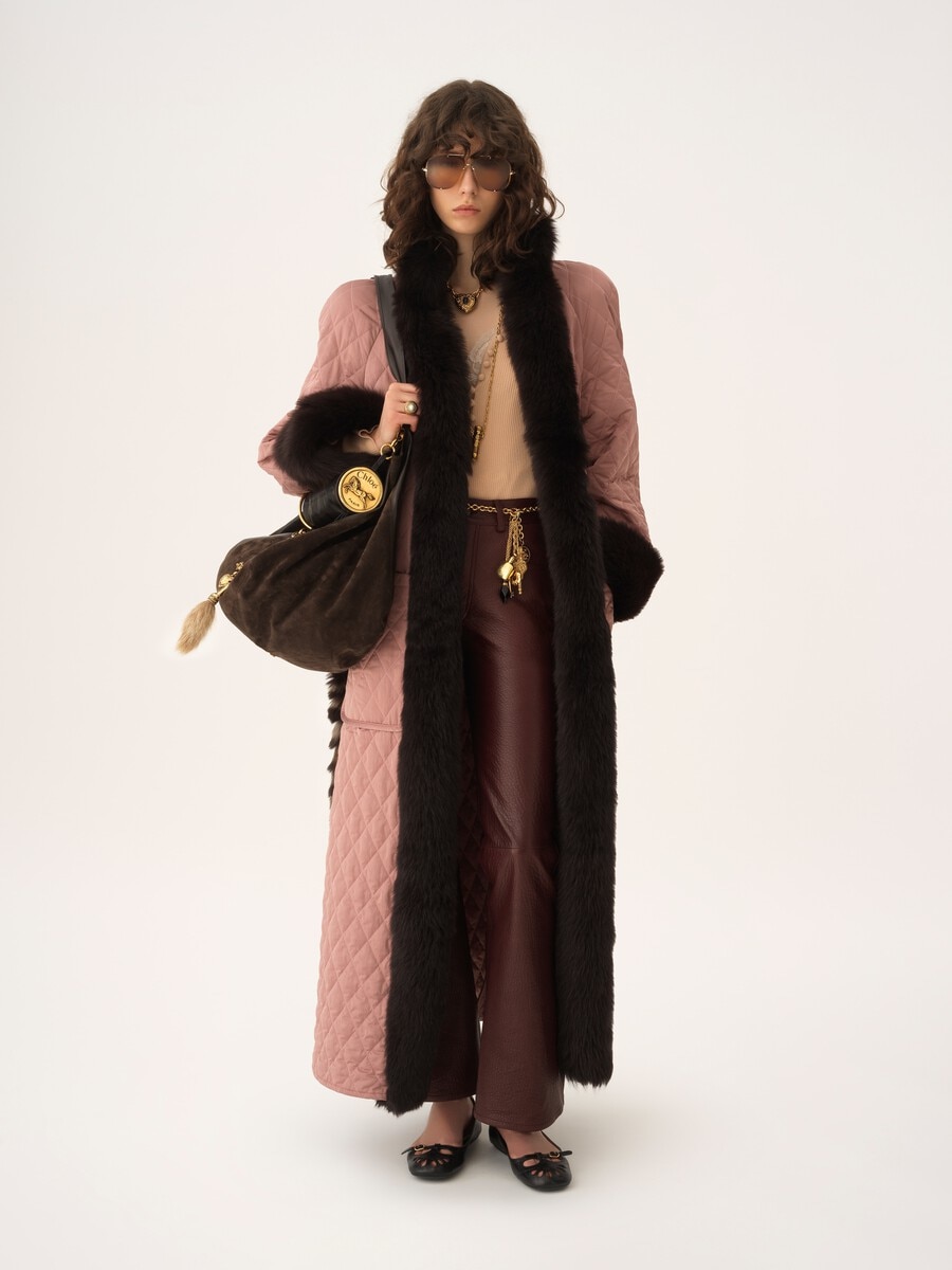 Long hybrid coat in technical satin - 1