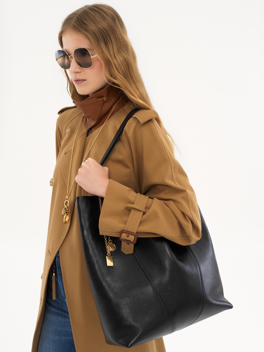 Large Chlo&eacute; Spin tote bag in grained leather - 3