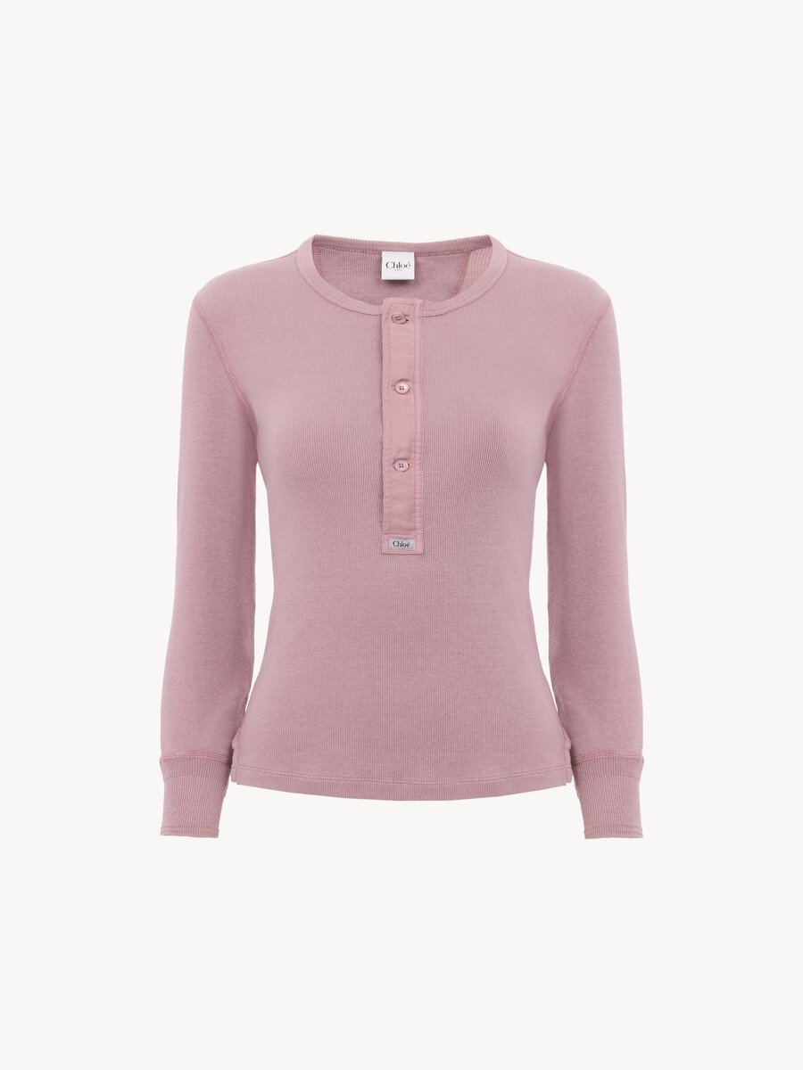 Fitted Henley shirt in cotton jersey - 2