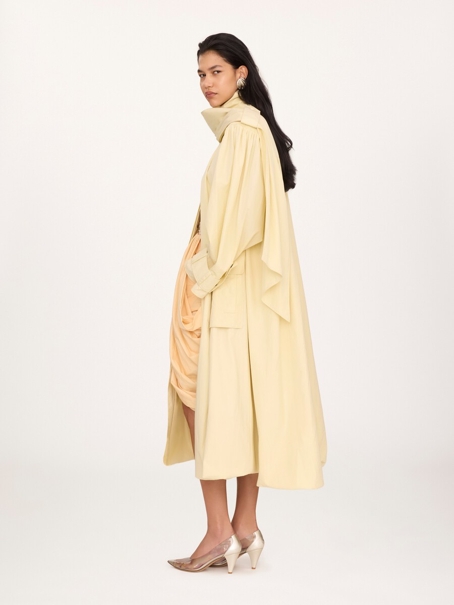 Trench col montant foulard en popeline de coton - 4