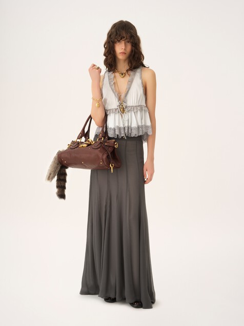Fluid maxi skirt in silk mousseline