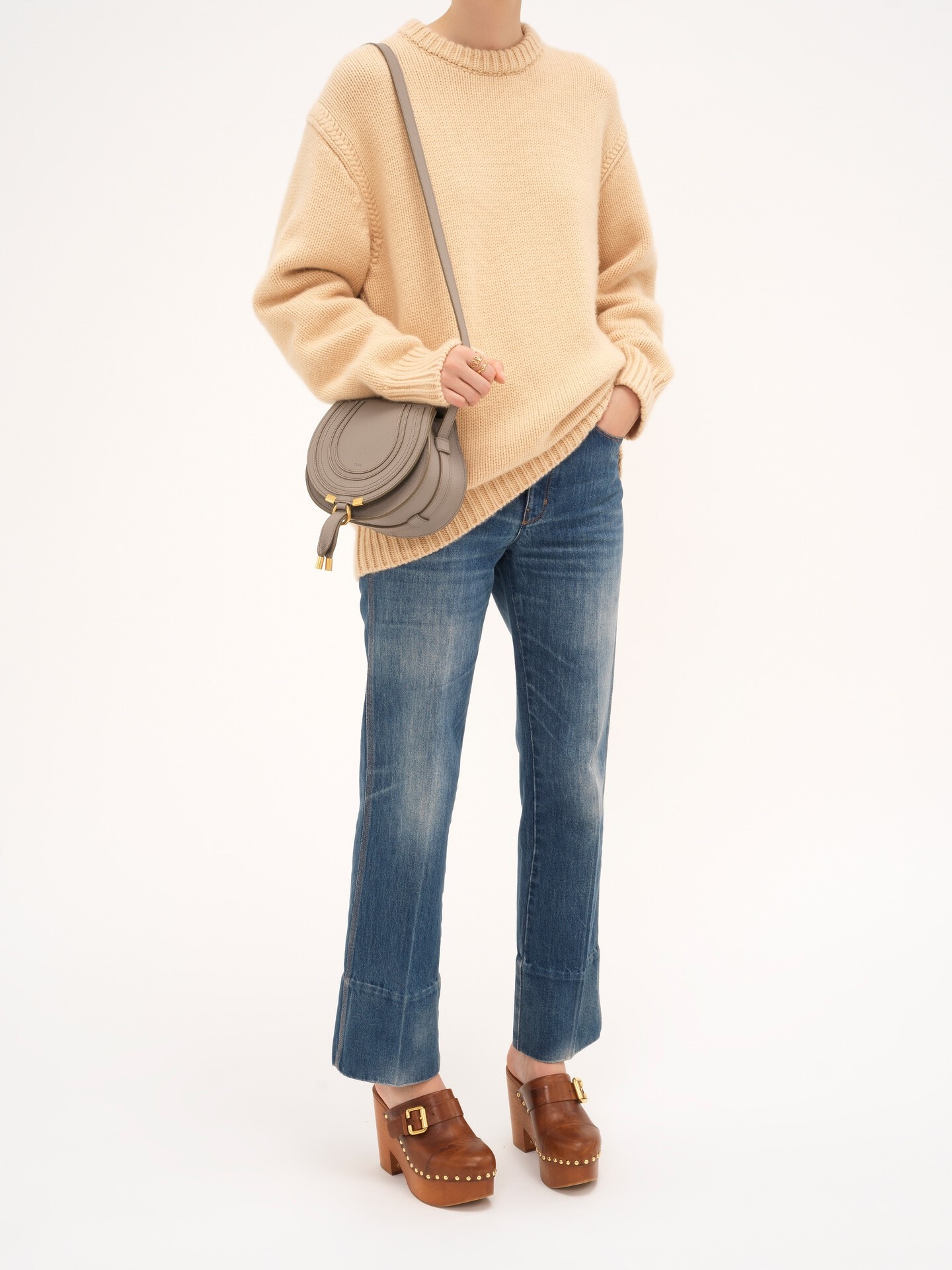 Small Marcie saddle bag in grained leather - 7.0
