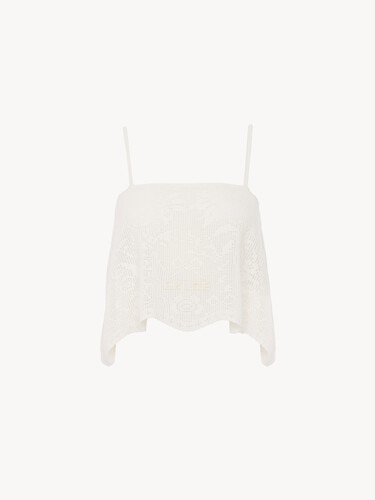 Thin-strap cropped top in a cotton knit - 2