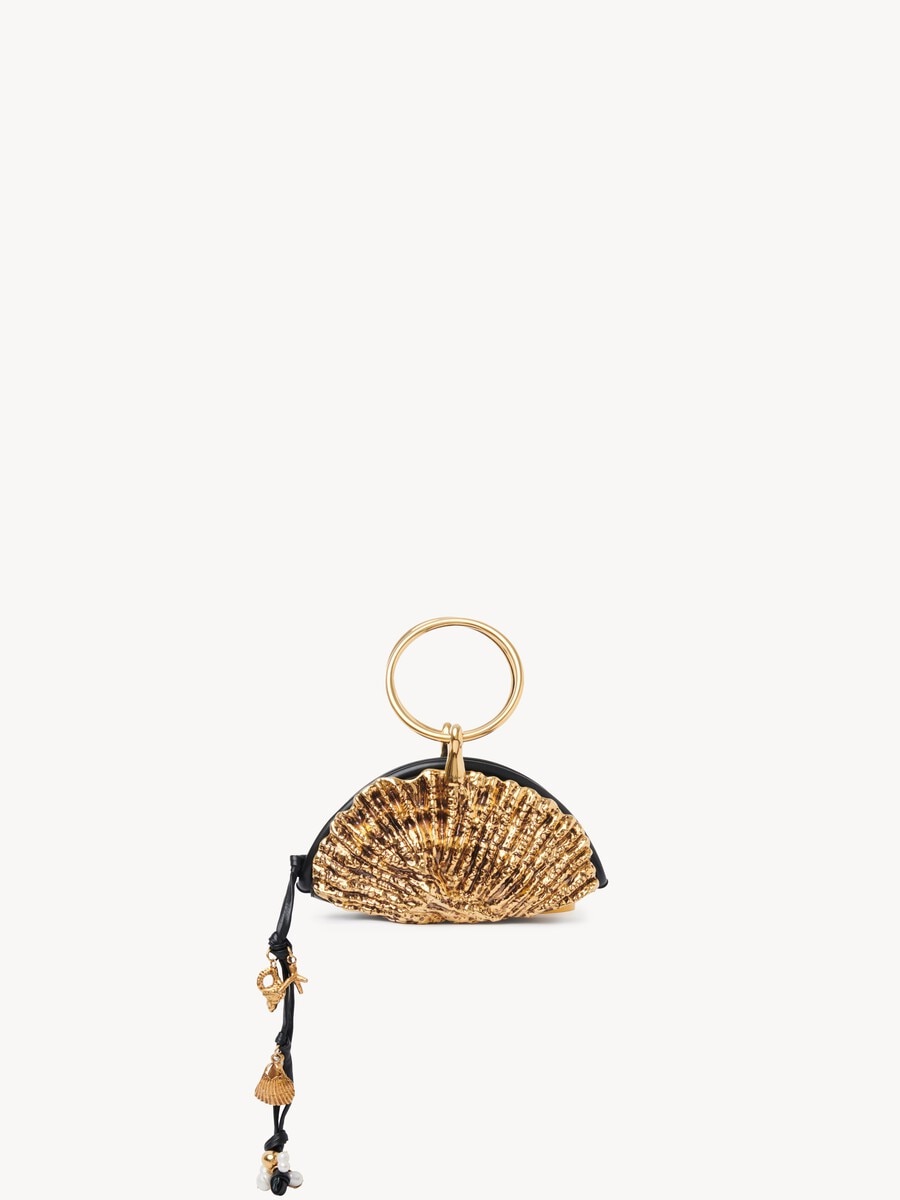 Sea Treasures Shell zipped clutch in soft leather & metal - 4
