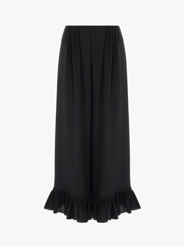 Cropped fluid pants in cr&ecirc;pe de chine - 2