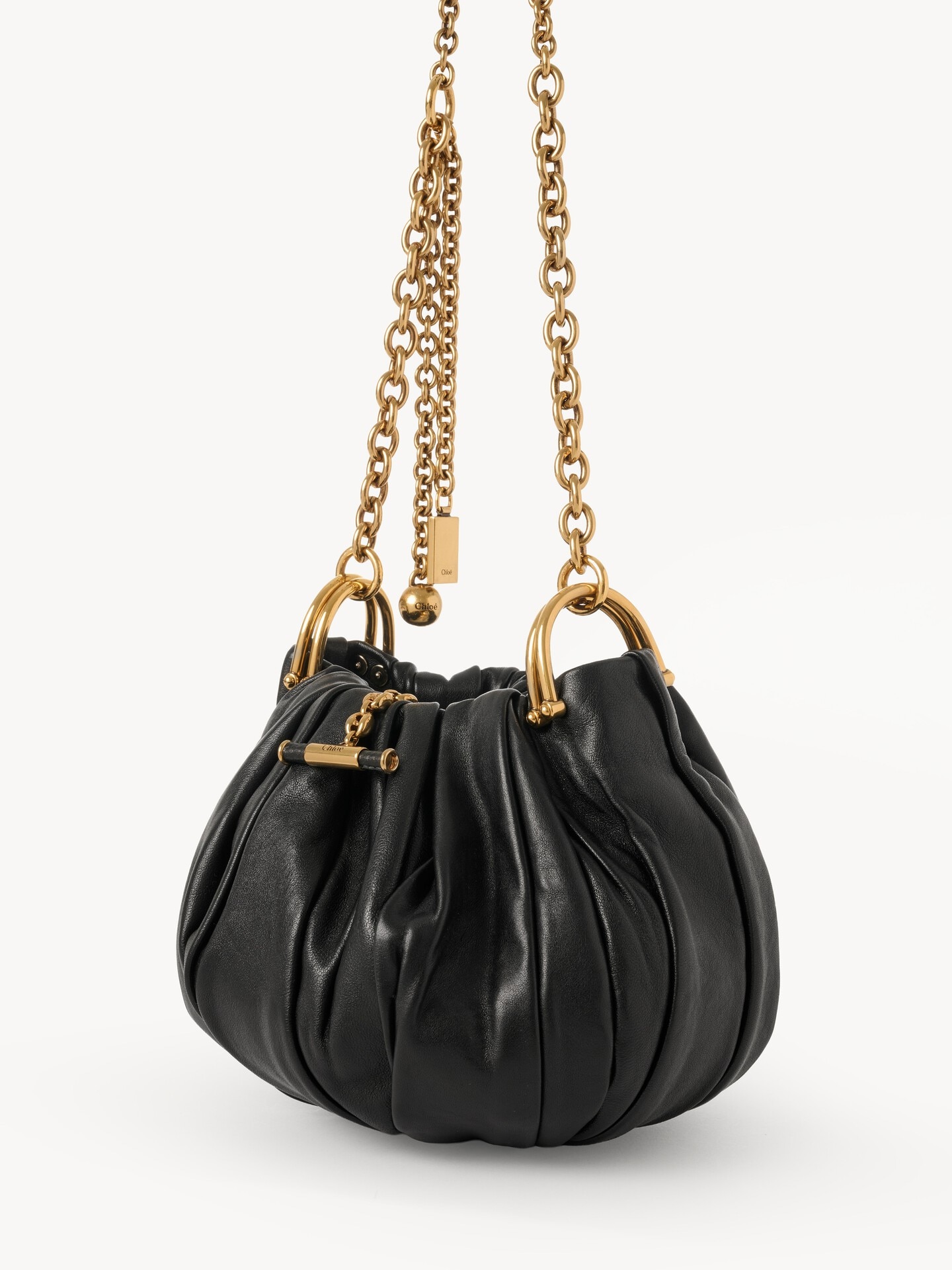Chlo&eacute; Pliss&eacute; shoulder bag with chain in pleated leather - 3.0
