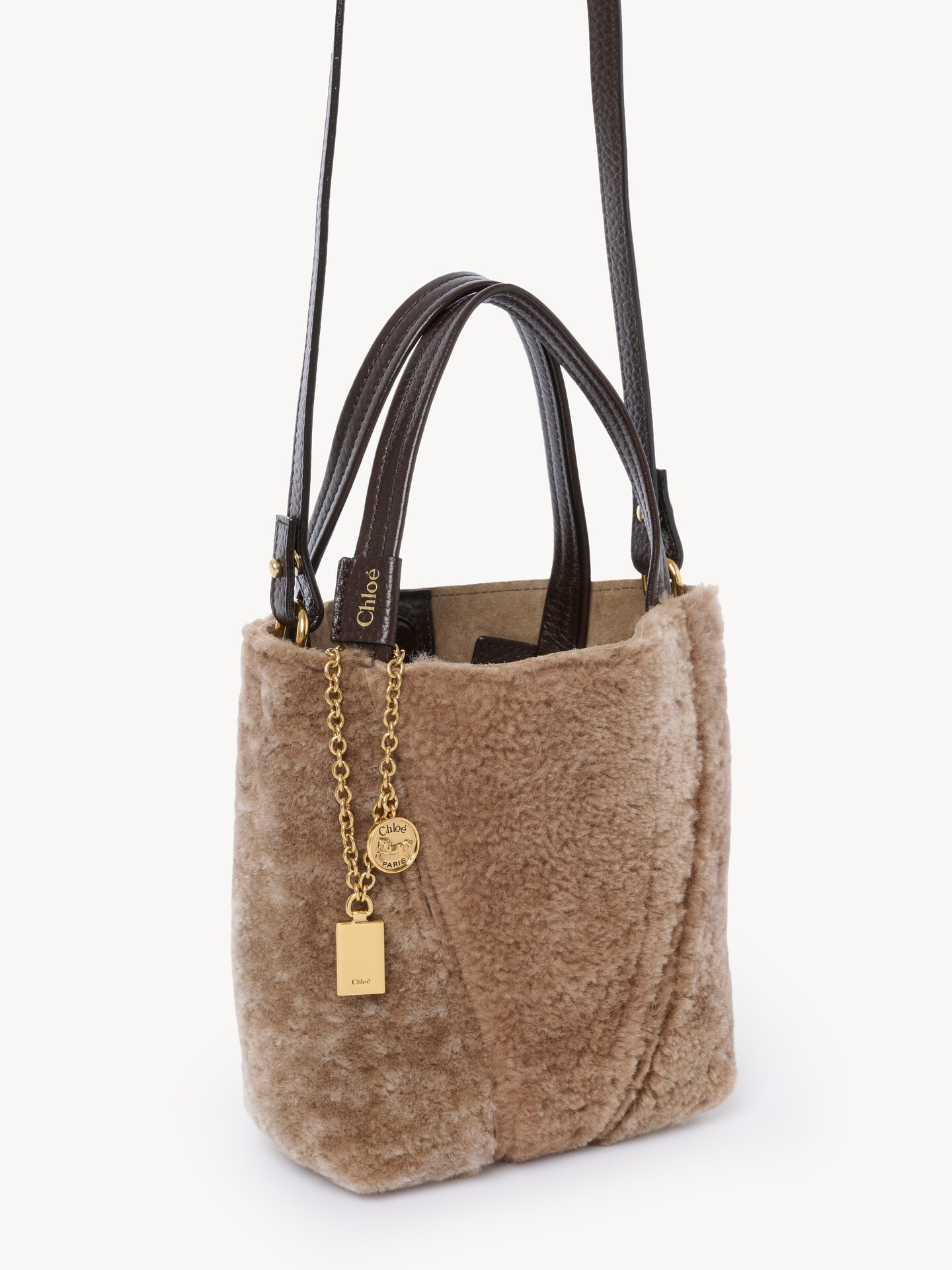 Small Chlo&eacute; Spin tote bag in shearling - 5.0