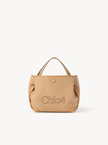 Small Chlo&eacute; Clover double carry bag in raffia-effect fibers - 1
