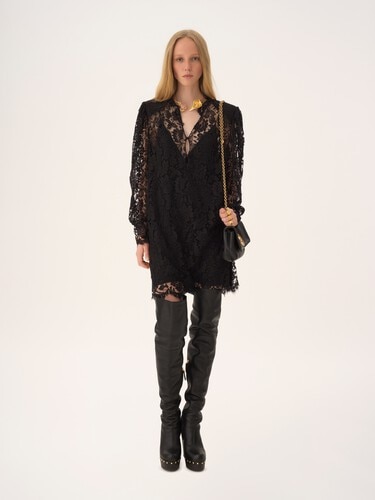 Long-sleeve mini dress in lace - 3
