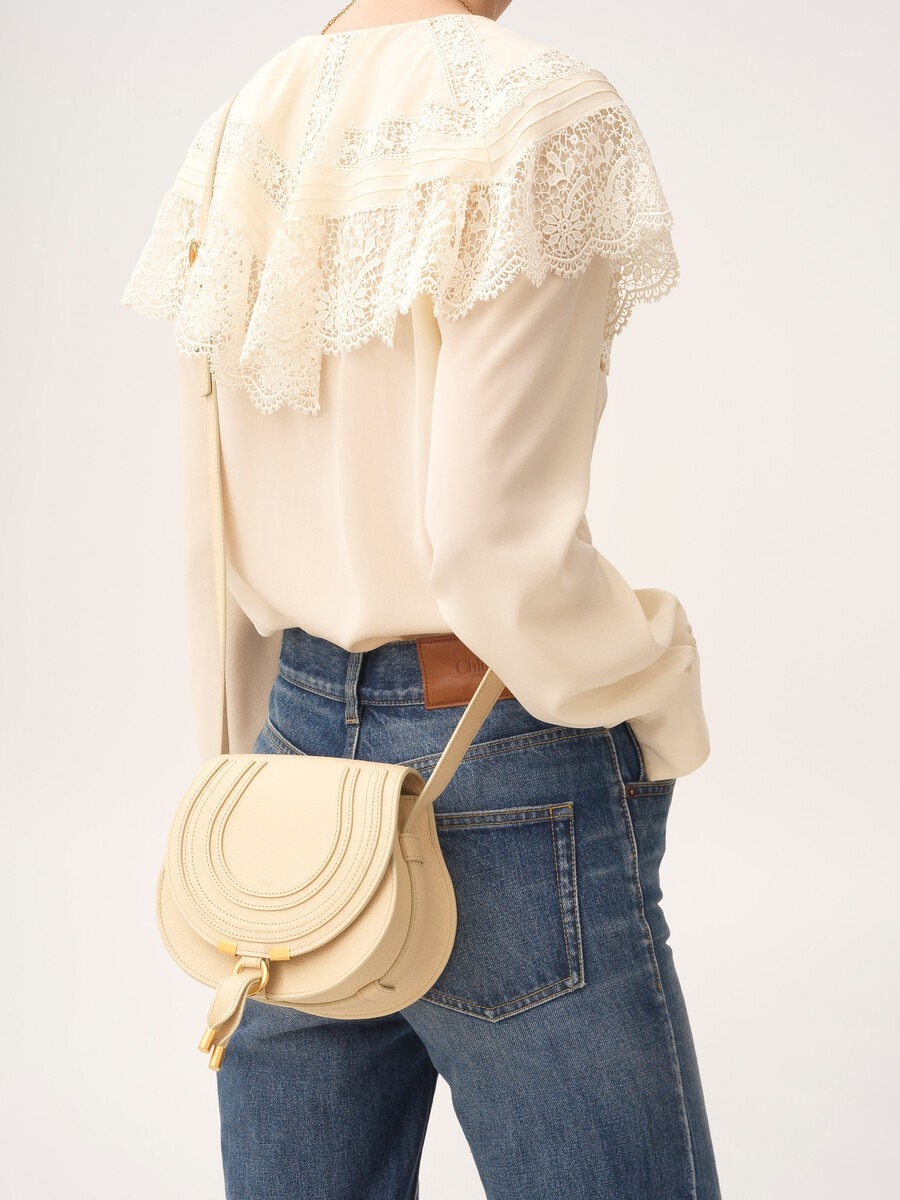Small Marcie saddle bag in grained leather - 3