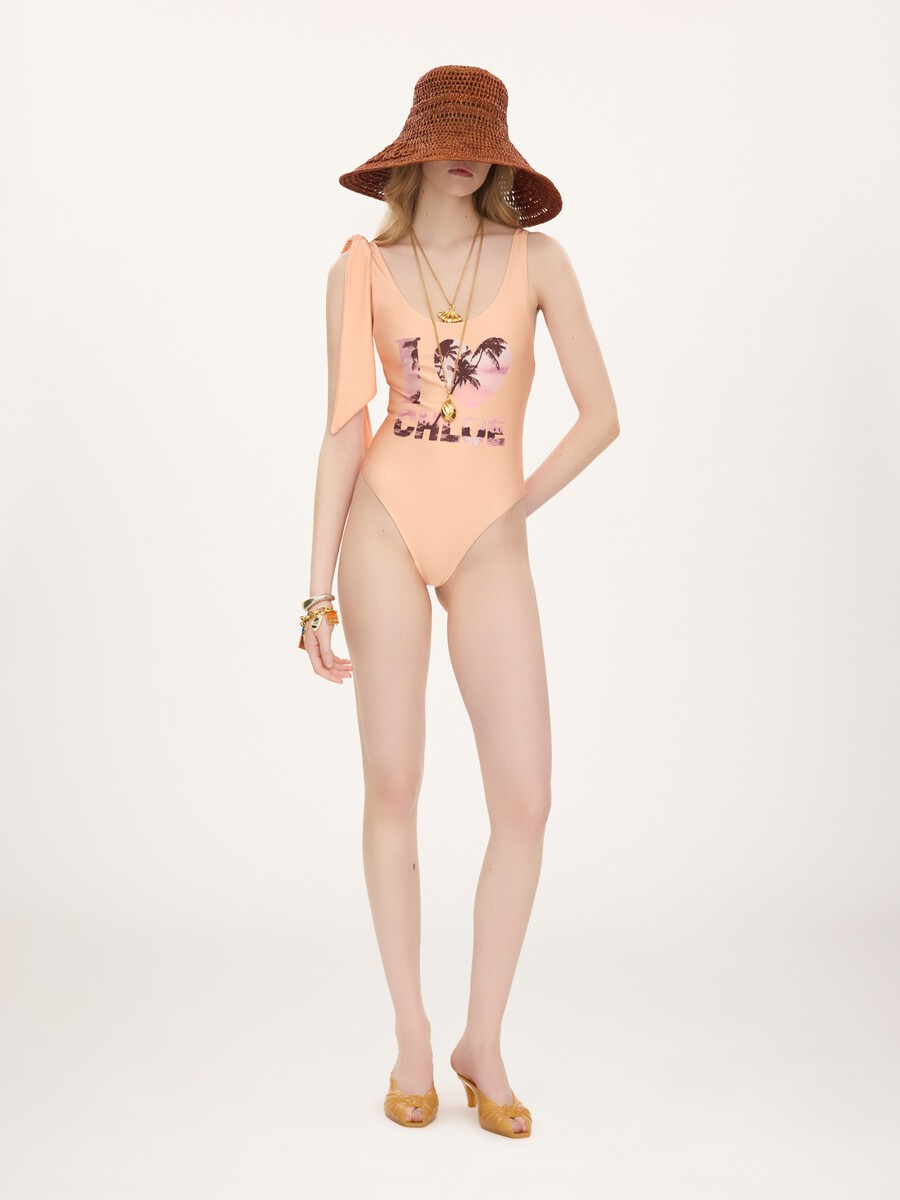 Knotted-strap one-piece logo swimsuit - 3